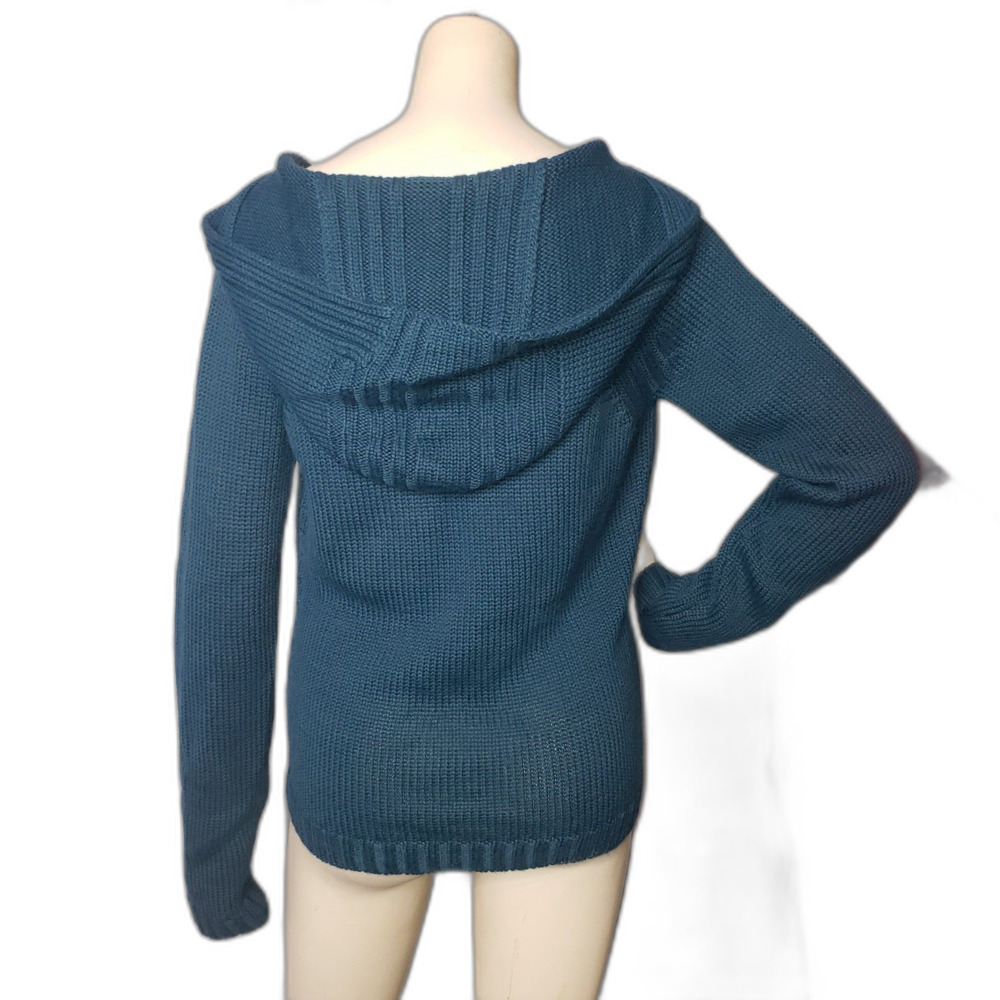 90's MODA INTERNATIONAL Hooded Wool Blend Sweater Womens Size Large - Picture 6 of 6